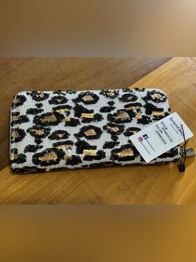 Brentano Sequin Leopard Print Women’s Wallet and wristlet